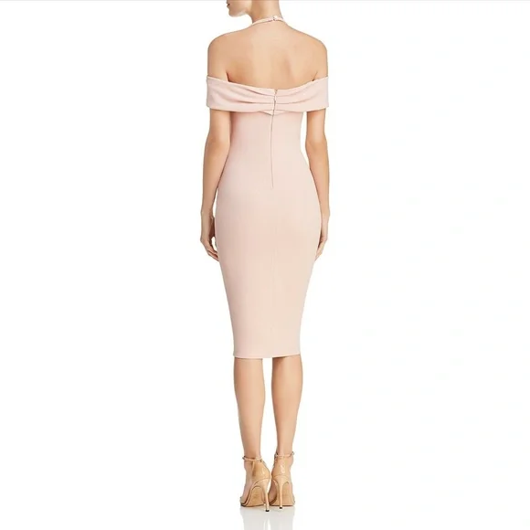 NOOKIE: Athena Off Shoulder Light Pink Midi Dress (NWT) - Picture 5 of 8